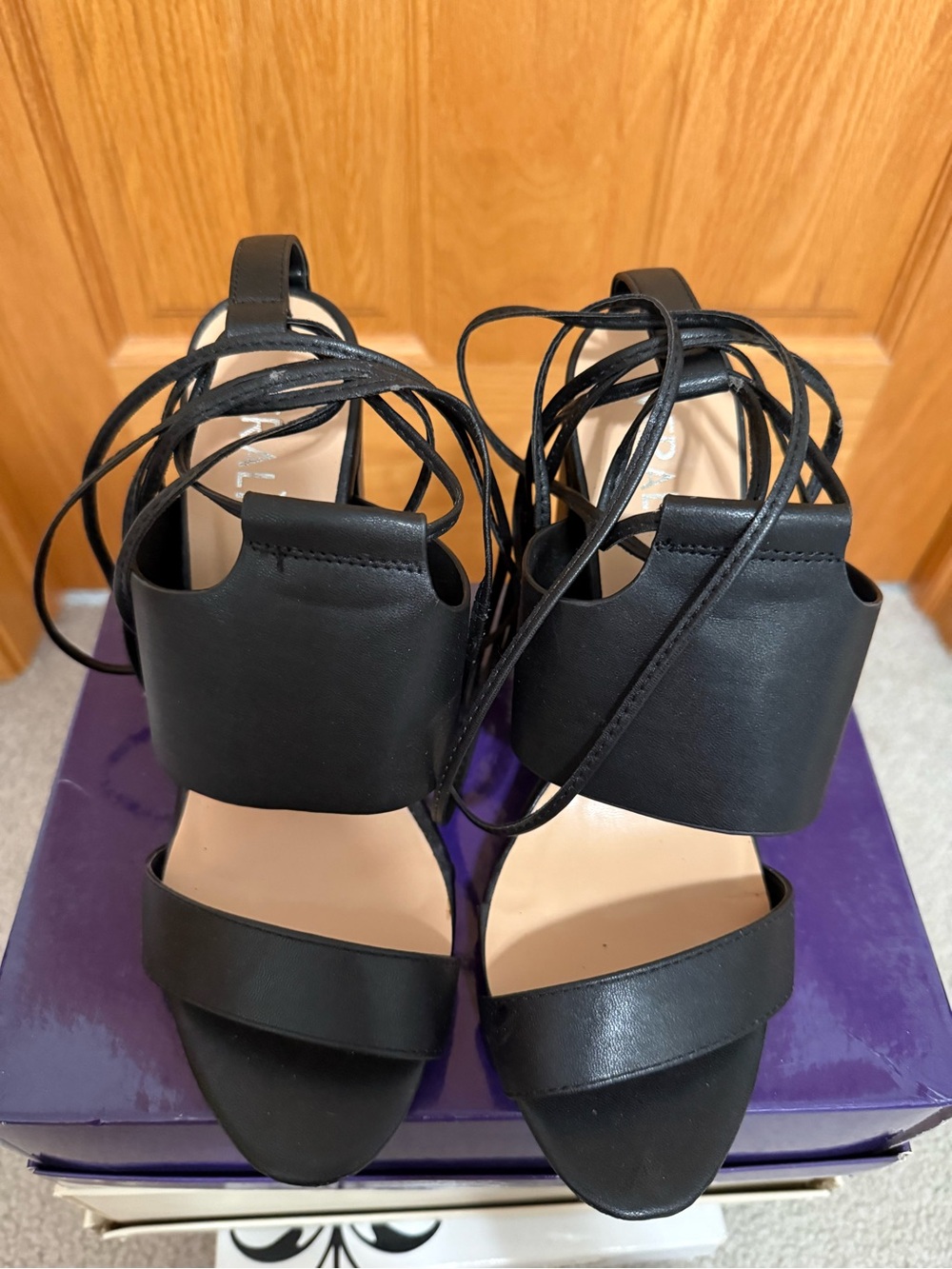 White Fox Boutique Black Lace-Up Block Heels